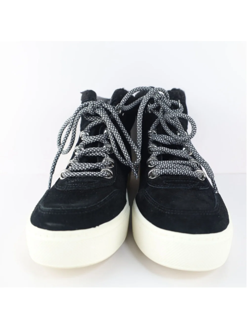 Marc Fisher Summa Genuine Shearling Suede High Top Sneaker Women Black 7M- 0169